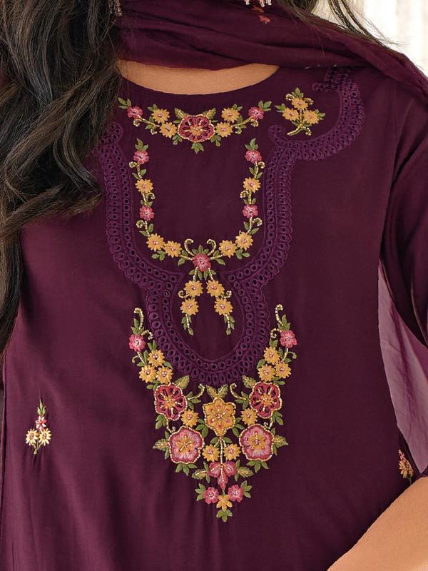 vv 9479 purple Ethnic Wear Kurti Pant With Dupatta Collection